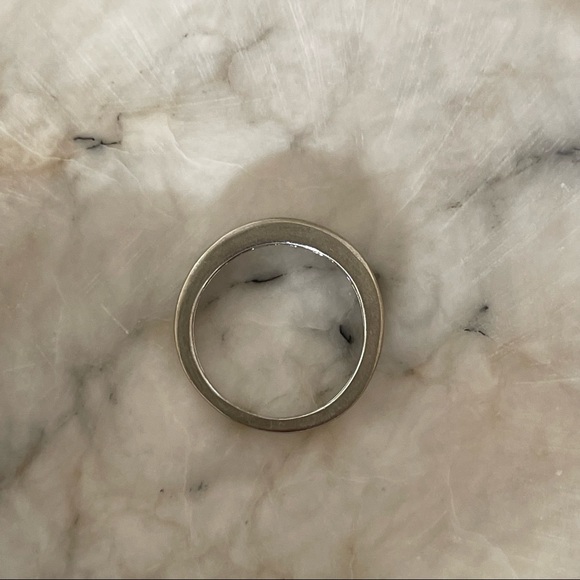 Solid 14K white gold diamond ring natural princess diamonds stacking band VTG - Picture 11 of 15